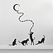 CUGBO Cat Wall Sticker, 4 Cats Reaching The Moon Wall Decal for Living Room Pantry Home Decor