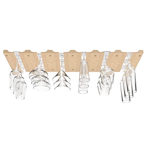 Wooden Wine Glass Holder for Under Under Shelf Kitchen Stemware Rack Wood Holding