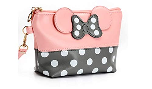 Cartoon Leather Travel Makeup Handbag, Cute Portable Cosmetic bag Toiletry (Pink) 1 Cartoon Leather Travel Makeup Handbag, Cute Portable Cosmetic bag Toiletry (Pink)