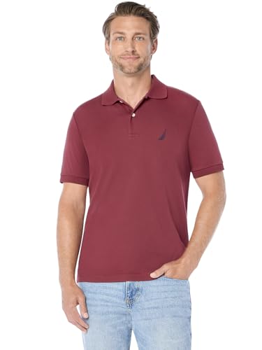 Nautica Herren Classic Fit Short Sleeve Soft Cotton Polo Shirt Polohemd, Barolo Solid, L