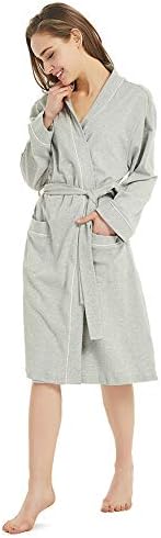 Gutherren Womens Cotton Robe Lightweight Soft Knit Bathrobes Summer Spa Comfy Sleepwear Ladies Loungewear