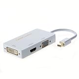 Mini DP to HDMI VGA DVI, CableCreation 3 in 1 Gold Plated Mini DisplayPort (Thunderbolt) Adapter Compatible with MacBook, iMac, Mac Book Air, DP 1.2 Version 4Kx2K, White