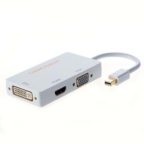 Mini DP to HDMI VGA DVI, CableCreation 3 in 1 Gold Plated Mini DisplayPort (Thunderbolt) Adapter Compatible with MacBook, iMac, Mac Book Air, DP 1.2 Version 4Kx2K, White