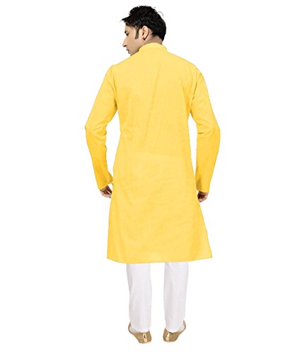 sai chikan men's long yellow kurta