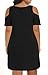 Nemidor Women's Cold Shoulder Plus Size Casual T-Shirt Swing Dress with Pockets (24W, Black)