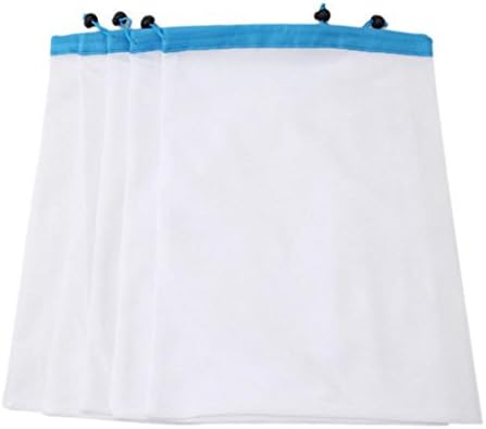 DERKOLY 5Pcs/Set Reusable Produce Sacks Bags Grocery Storage Pouch Fruit Vegetable Food Drawstring Mesh Storage Pouch