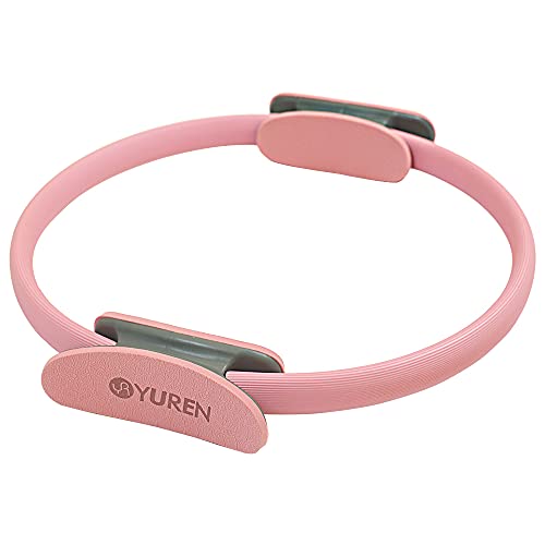 YUREN ピラティスリング トレーニングリング エクササイズ ヨガ トレーニング器具 筋トレ 滑り止め 軽量 持ち運び便利 ピンク 繊維ガラス