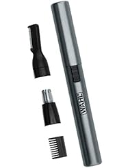 Wahl Micro Groomsman Recortador de bolígrafo personal y detallista para aseo higiénico con cabezales intercambiables enjuagables para cejas, escote, nariz, orejas y otros detalles - Modelo 5640-600