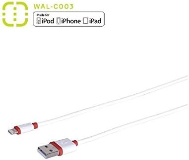 Walnut Lightning to USB Cable 4ft / 1.2m with Ultra-Compact Connector Head for iPhone 7 iPhone 6 6Plus 5s, iPad Air mini2, iPad 4th gen, iPod touch 5th gen, and iPod nano 7th gen (Red)