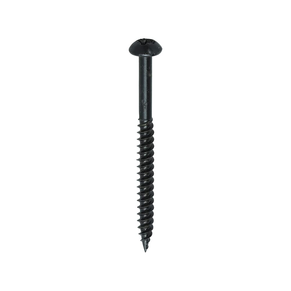4x50 (8x2) BLACK WOOD SCREW POZI ROUND HEAD BLACKJAX POZIDRIVE JAPANNED PHILLIPS HEAD SMALL STEEL SCREWS CHIPBOARD MDF CABINET FURNITURE (Pack of 20, 50, 100) (50)