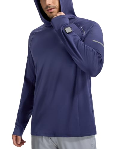 baleaf Men's Fleece Running Hoodie Thermal Hooded Sweatshirts Navy Blue M at Amazon