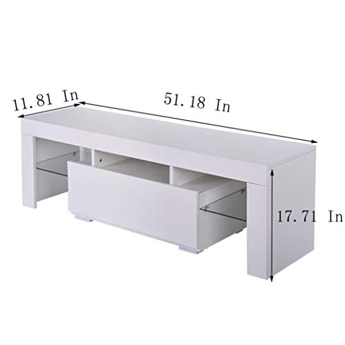 Modern White TV Stand, High-Gloss LED Lights TV Cabinet, Media Console Table Storage Desk Entertainment Center… - Image 3
