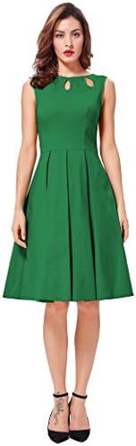 Retro Vintage Sleeveless V-Neck High Stretchy A-Line Party Picnic Dress BP269