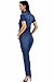 FARYSAYS Women's Sexy Short Sleeve Button Down Denim Jumpsuit Rompers Large