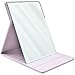 Premium Portable Makeup Mirror by MODESSE (Lavender Grey) | Perfect for Travel, Office Desk, Vanity Table | Large Size, Folding Design with Stand, Vegan Leather | Beauty Gifts for Bridesmaids