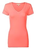Basic Solid Cotton Slim Fit Short Sleeve Deep V-Neck T-Shirt Tops