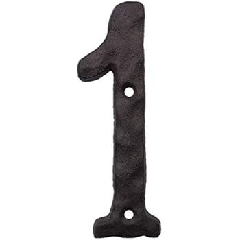 Cast Iron House Numbers- 6 Inch Rustic Address Number- Solid & Heavy Duty/Easy Install with Matching Screws Number1