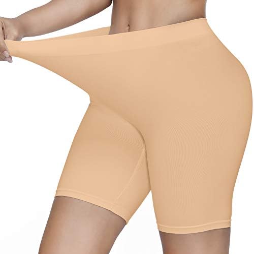 Slip Shorts for Under Dresses Seamless Boy Shorts Underwear for Women Anti  Chafing Thigh Bands (Beige, small) at Amazon Women's Clothing store
