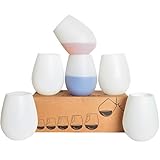 KindGa Silicone Wine Glasses Set of 6 Unbreakable Stemless Outdoor Rubber White Wine Cups,100% Silicone Dishwasher Safety - Foldable Shatterproof Party Cups for Travel Camping Pool Picnic/ 12 oz