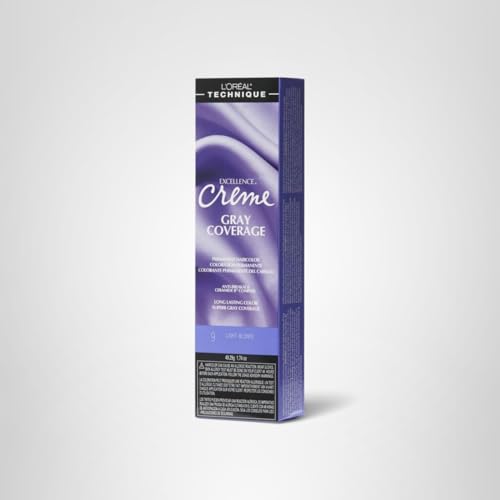 L\'OREAL TECHNIQUE Excellence Crme Permanent Hair Color - Long-Lasting Hair Dye, Rich Formula With No-Drip Application, Superb Gray Coverage, 9 Light Blonde
