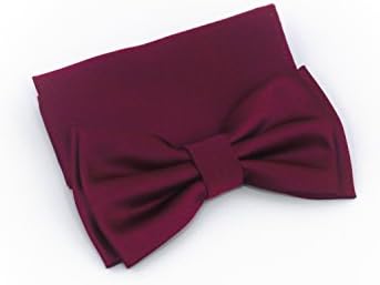 100% Silk Satin Solid Color Bow Tie (Burgandy)