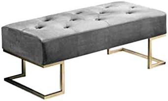 ECSD Nordic Shoe Bench Iron Art Sofa Stool Footstool Clothing Store Leisure Ottoman Bedroom Bed End Stool (Color : Gray, Size : 100cm)