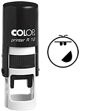 Smiley FACE Self Inking Mini Rubber Stamp Colop Round Decorative Teachers Stamps 12mm