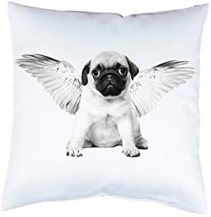 Pillow case pug dog with wings 16" cushion cover with print on both sides optional with filling