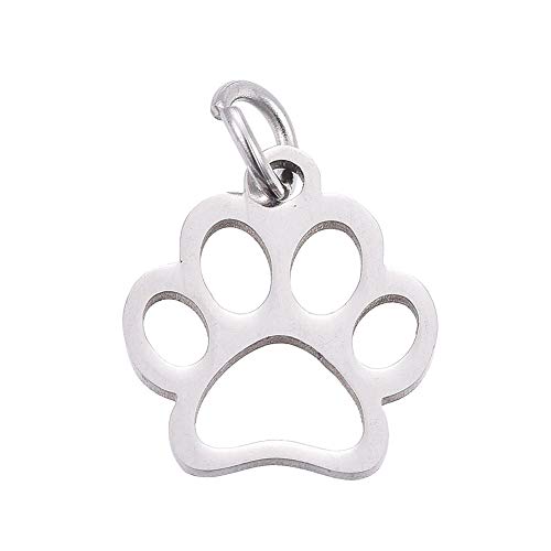 DanLingJewelry 304 Stainless Steel Dog Paw Print Charm Doggy Cat Animal Footprint Pendant for DIY Crafting Bracelet Necklace Jewelry Findings(Stainless Steel Color-10pcs,13 x 12 x 1mm Hole: 4mm) - Thumbnail 7