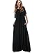 ROMWE Women's Solid Short Sleeve Pocket Loose Maxi Long Party Dress