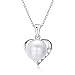 Heart Shaped Flawless Pearl Post Stud Earrings & Silver Chain Pendant Set| Impeccable Quality Natural, Flawless Freshwater Pearl & 925 Sterling Silver| The Best Jewelry Set Gift (1 | White Pearls)