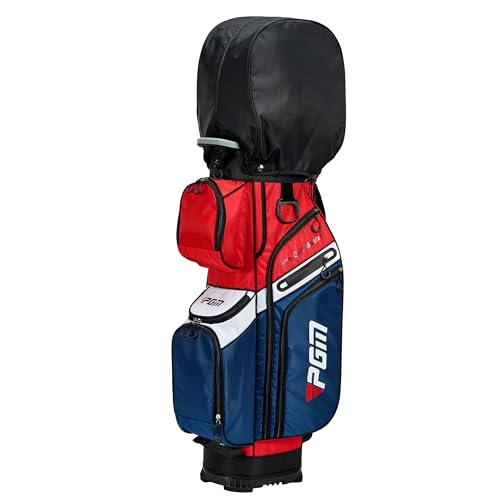 PGM Black Golf Cart Bag, 14 Way Silent Top Divider Premium Golf Bag with Ergonomic Handles & Rain Cover