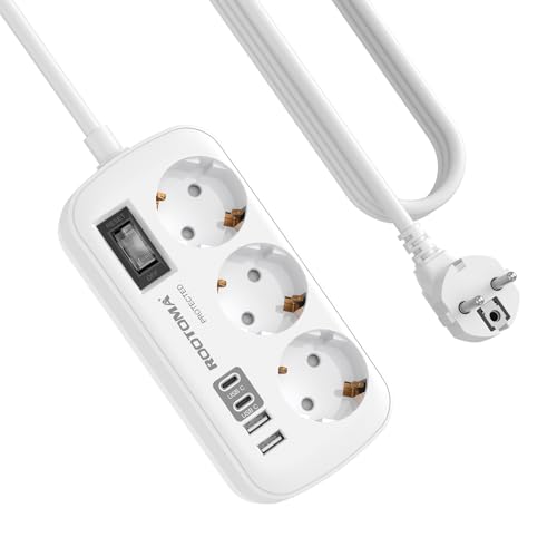 3 Fach Steckdose mit Überspannungsschutz Mehrfachsteckdose 4 USB(2 USB-C)