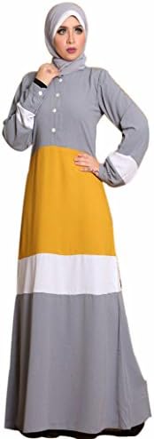Muslim Women's Dress Pure Egyptian Crepe Abaya Set Islamic (Rawan) (Gray)