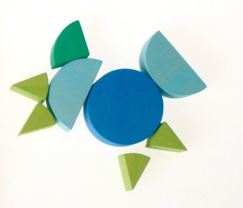 Grimm's Wooden Fraction Circles in Blue (Cool Colors)