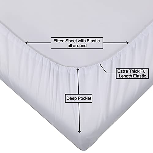 Balichun Bed Sheet Sets Double/Full Size - 6 Piece - 1800 Thread Count Hypoallergenic Brushed Microfiber Bedding Sheets with Deep Pockets -Wrinkle/Fade/Stain Resistant (White, Full)