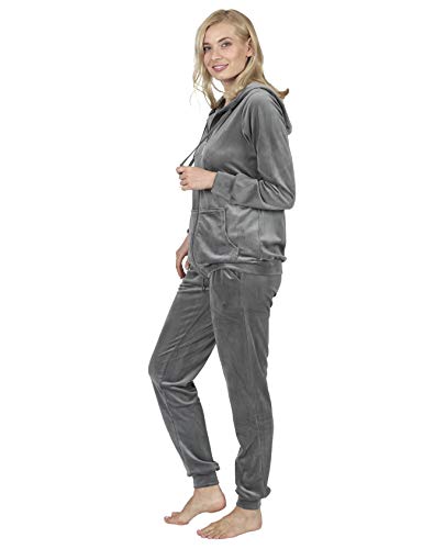 RAIKOU-Damen-Hausanzug-Trainingsanzug-Velours-Nicki-Freizeitanzug-Jogginganzug-Schlafanzug-Kapuzenpullover-mit-Reiverschluss-Hose-mit-Kordelzug-und-Taschen