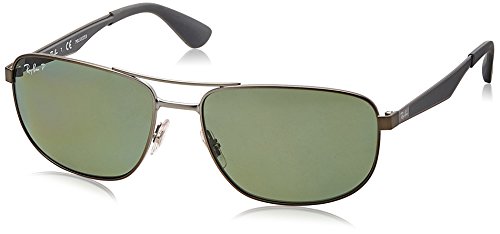 Ray-Ban METAL MAN SUNGLASS - MATTE GUNMETAL Frame DARK GREEN POLAR Lenses 61mm Polarized