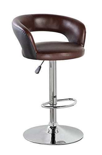 NORDIN NORDIN PU Leather Adjustable Height Swivel Bar Stool Chair With Back( (Brown Black)