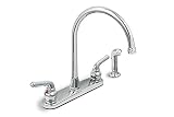 Everflow 17188 Kitchen Faucet with Spray, High Arc Swivel Spout, Chrome Plated Finish, Lead-Free Construction, Pull Out Side Spray Hose, 2 Easy to Operate Metal Handle 2.2 GPM Flow Rate Easy to Use