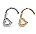 Kokkn 3 Pcs Heart Nose Studs Piercing Ornament Nose Ring Screw Stainless Steel Curved Nose Nails (Silver)