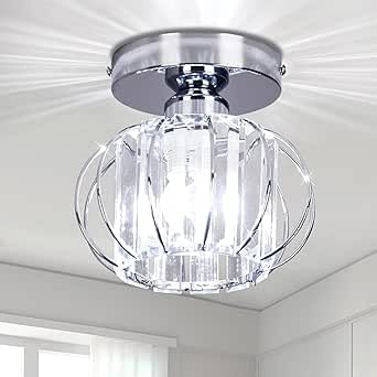 FRIXCHUR Small Crystal Ceiling Light Semi Flush Mount Chrome Mini Chandelier Ceiling Light for Hallway Bedroom Kitchen Closet Entryway E26 Bulb Base (Bulb Not Included) — image 1