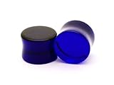 Blue Sapphire Glass Plugs - 1/2 Inch - 12mm - Sold As a Pair