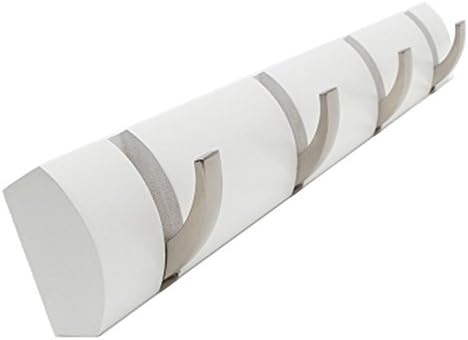 Bamboo Flip Hook Rail Wall Mounted Hooks Rack Towel Coat Hooks Hanger (4 Hook, White Color)