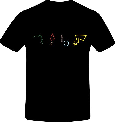 Four pokemon outline, Custom Tshirt (XL, BLACK)