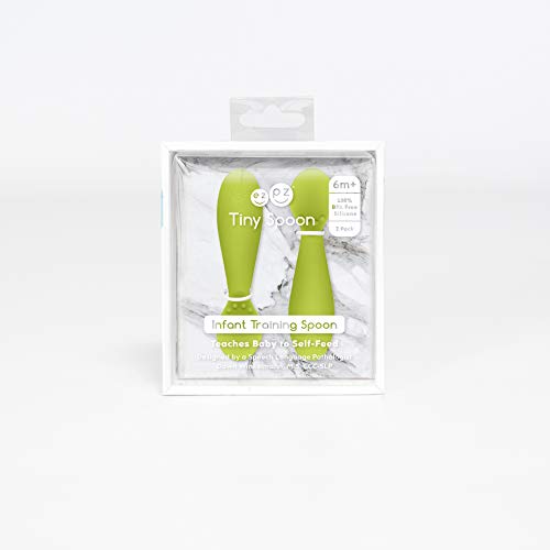 ezpz Tiny Spoon - Silicone Feeding Spoon Twin Pack (Lime)
