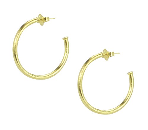 Sheila Fajl Everybody's Favorite Petite 1.5 Inch Tubular Lightweight Hoop Earrings for Women in Brushed 18k Gold Plated