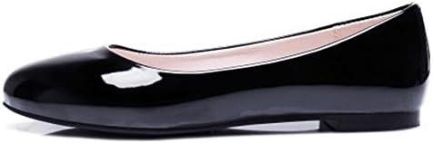 Summerwhisper Women's Simple Round Toe Low-cut Wide Width Slip-on Flats Pumps Shoes