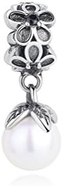 925 Sterling Silver Daisy Flower with Pearl Pendant