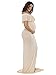 JustVH Women's Off Shoulder Ruffles Maternity Slim Fit Gown Maxi Photography Dress